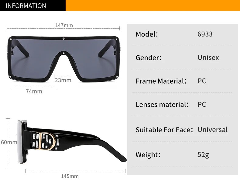 Ochelari de soare pătrați de modă noi, bărbați, femei, cu scut, ochelari de protecție, degrade, lentile, cadru D, ochelari de soare de marca UV400_voghion.com