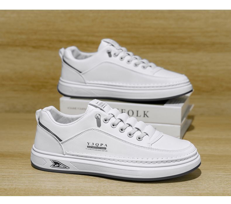 2025 Herfst Nieuwe Ademende Witte Heren Veelzijdige Sneakers met Dikke Zolen Casual Board Trendy Schoenen_voghion.com