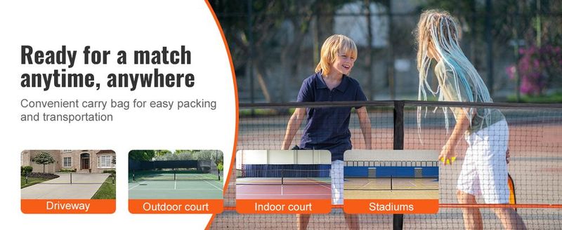 VEVOR Pickleball Net Set, 22FT Regulation Size Portable Pickleball System With Bags, Balls, Paddles, Wheels, And Court Lines, Weather Resistant Metal Frame & PE Net, For Outdoor Backyard Driveway_voghion.com
