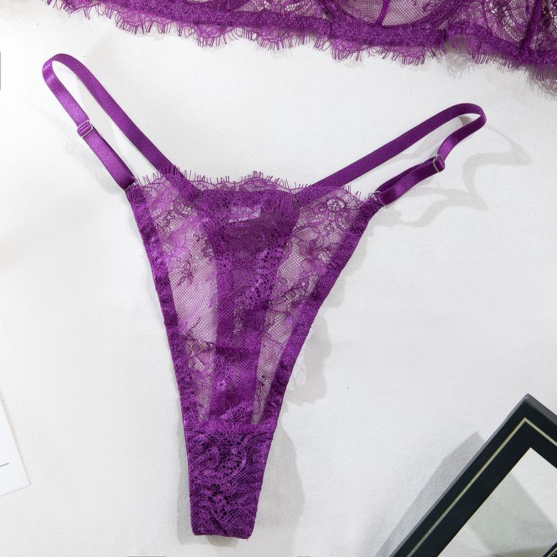 Women's Intimates Big Chest Small Thin Hollow Bra Thong Women's Underwear Set_voghion.com