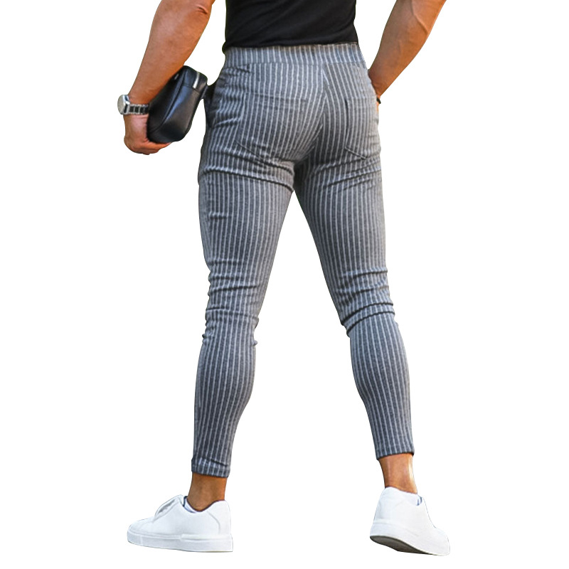 NOVEDAD DE VERANO 2023, línea de pies pequeños, moda para hombres, encaje Casual, pantalones ajustados a rayas_voghion.com
