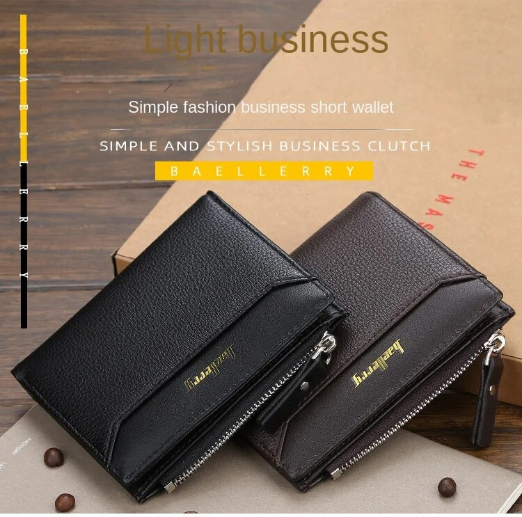 Wallet Men's New Fashion Short Zipper Coin Purse Open Multi-Card Card Holder_voghion.com