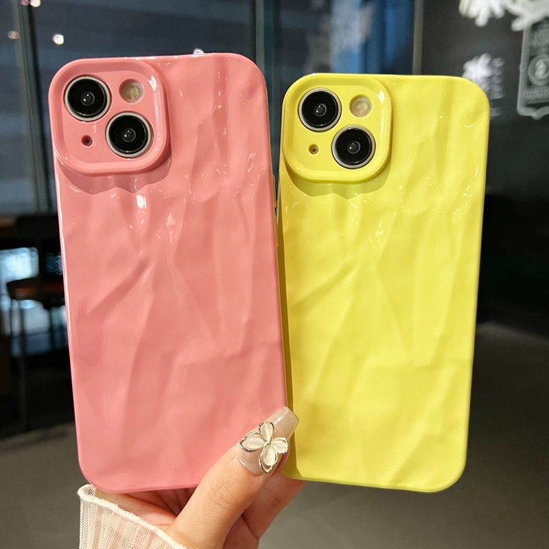 Soft Candy Fold Pattern Phone Case For iPhone 11 12 13 14 15 Pro X Xs XR Max 7 8 Plus Bumper Silicone Cases Cover_voghion.com