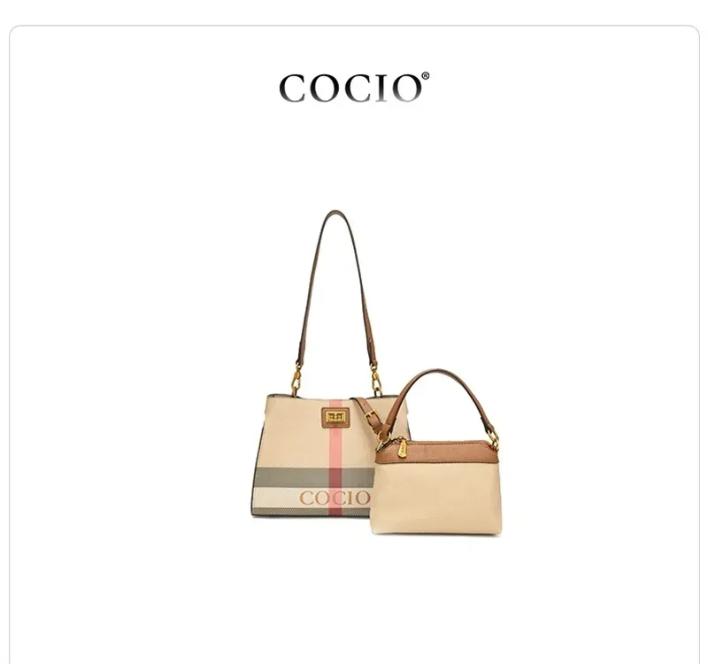 COCIO Designer Shoulder Bags New Plaid Handbag Simple And Versatile Womens Large Capacity Fashionable Casual Diagonal_voghion.com