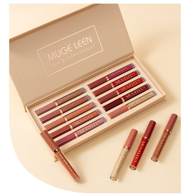 MUGELEEN Non Staying Cup Lip Glaze Set Matte 10 Pack Liquid Lipstick Makeup_voghion.com