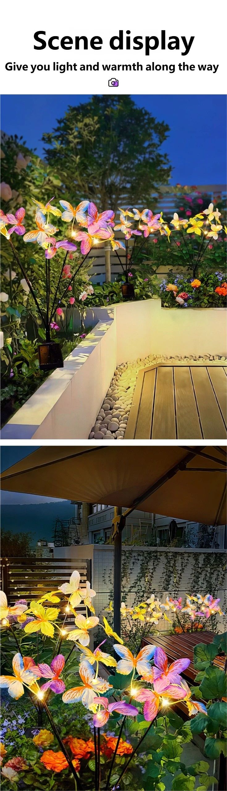 Luce solare a forma di farfalla, con spina da pavimento, simulazione di fiori, luce a farfalla, luce LED per esterni, impermeabile, da giardino e prato_voghion.com