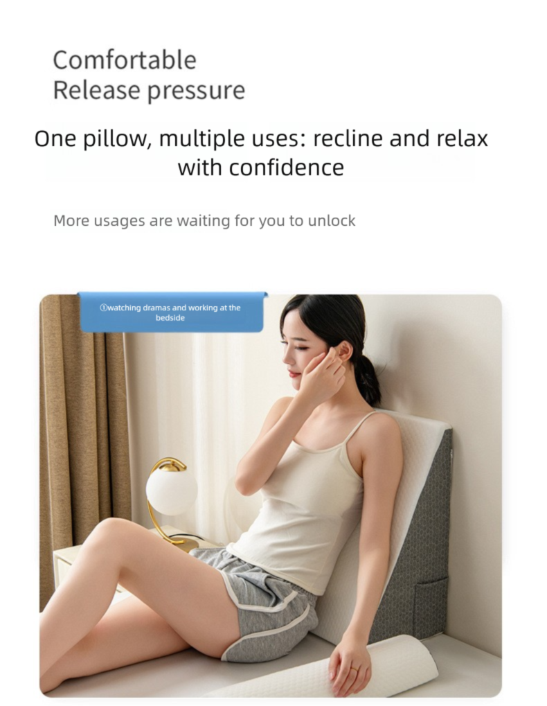 Elderly Backrest Semi-Reclining Nursing Position Gastric Slope Mattress Anti-Acid Reflux Triangle Pillow Cushion_voghion.com