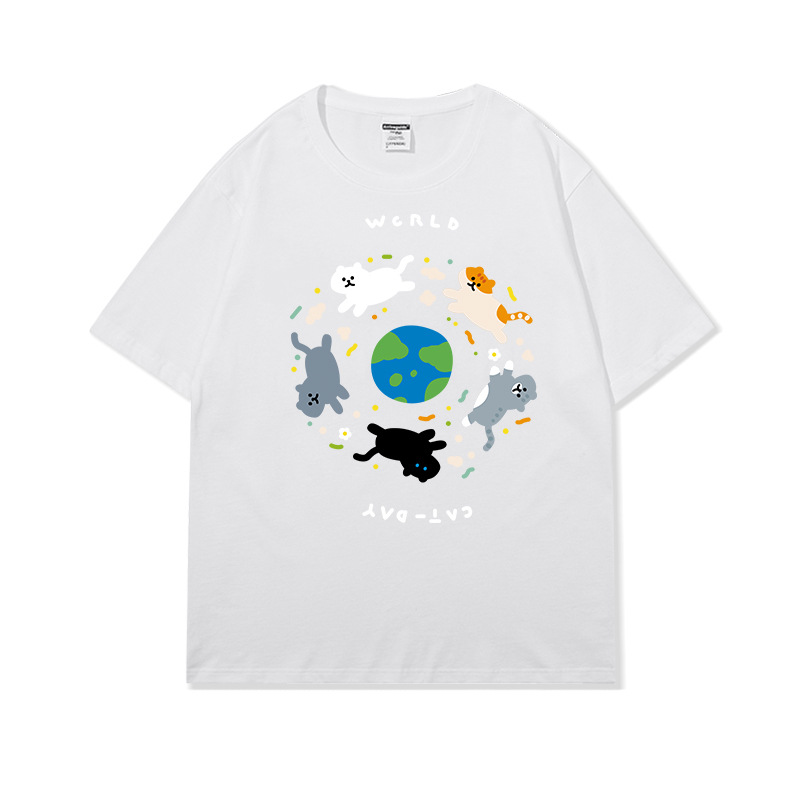 American Street Hip-hop Short Sleeved T-shirt for Men and Women Summer Print Versatile Oversize T-shirt Small Batch_voghion.com