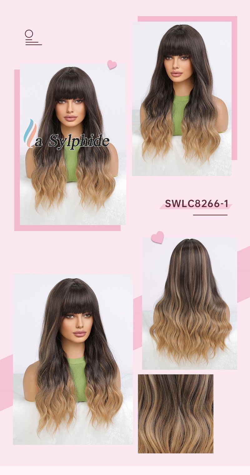 Extension per capelli, parrucche, onde grandi, pittura Lolita, tinta rosa ciliegia sfumato, JK, capelli lunghi e ricci, simulazione testa intera_voghion.com