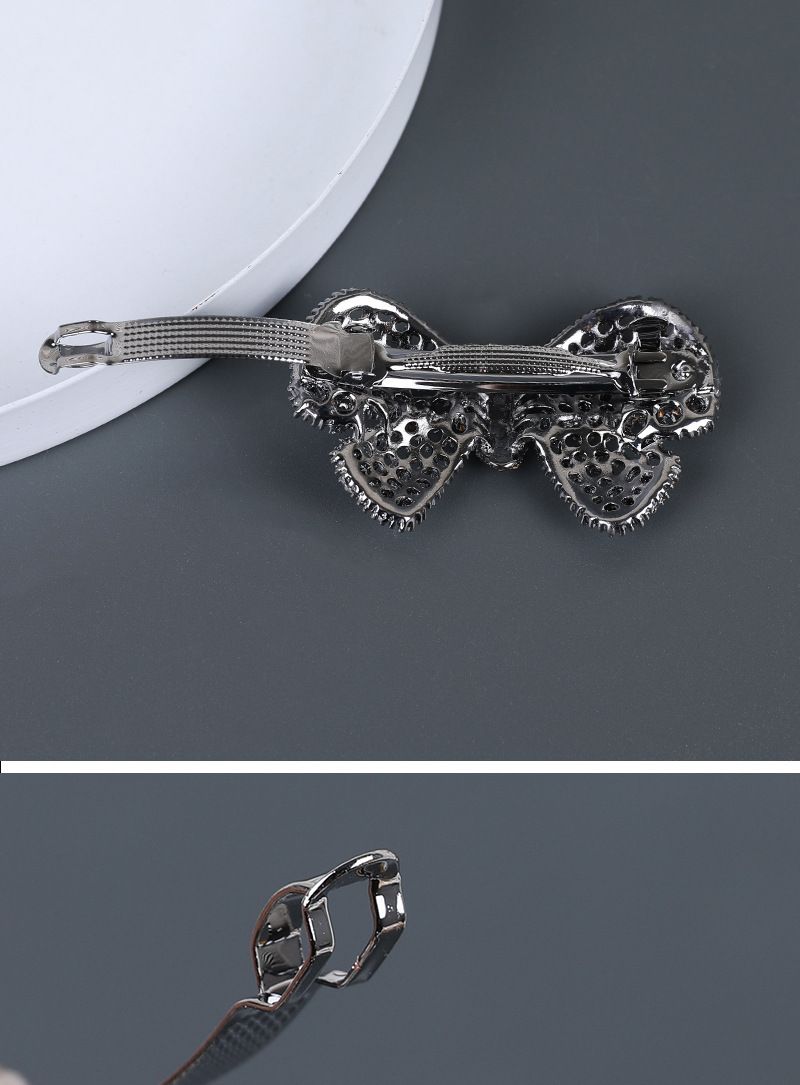 Acessório de cabelo com strass em liga coreana, cabelo meio preso, rabo de cavalo na parte de trás da cabeça, fecho horizontal, mola de laço_voghion.com