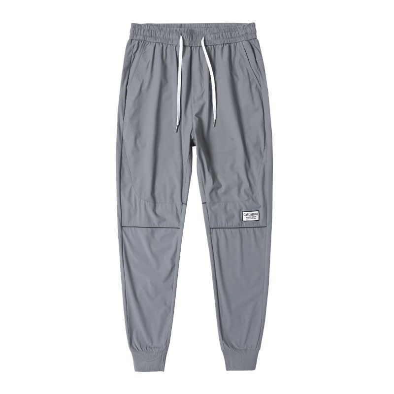 Ice silk thin nine point casual pants for men, 2023 summer new trend, versatile, slim fit, foot binding, elastic waist,_voghion.com