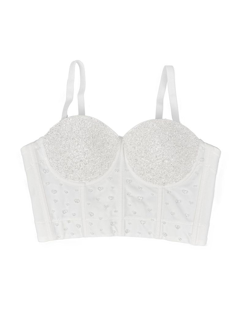 Women's Clothing Shiny Beads Handmade High End Outer Wear Small Camisole Herringbone Bra_voghion.com