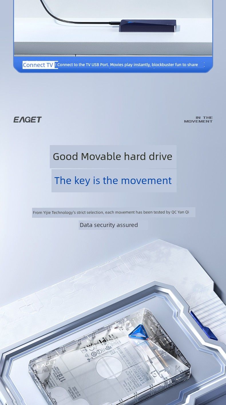 Disco rígido móvel Eaget G100 USB3.0 de 2,5 polegadas com interface USB 3.0, 500 GB, 1 T, 2 T e 4 T_voghion.com