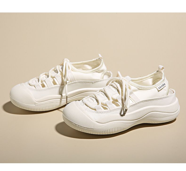 Openwork Canvas Slip-Ons For Women - Breathable Flat Sneakers With Perforated Design | Summer Shoes For Students & Casual Wear (Model P801)_voghion.com