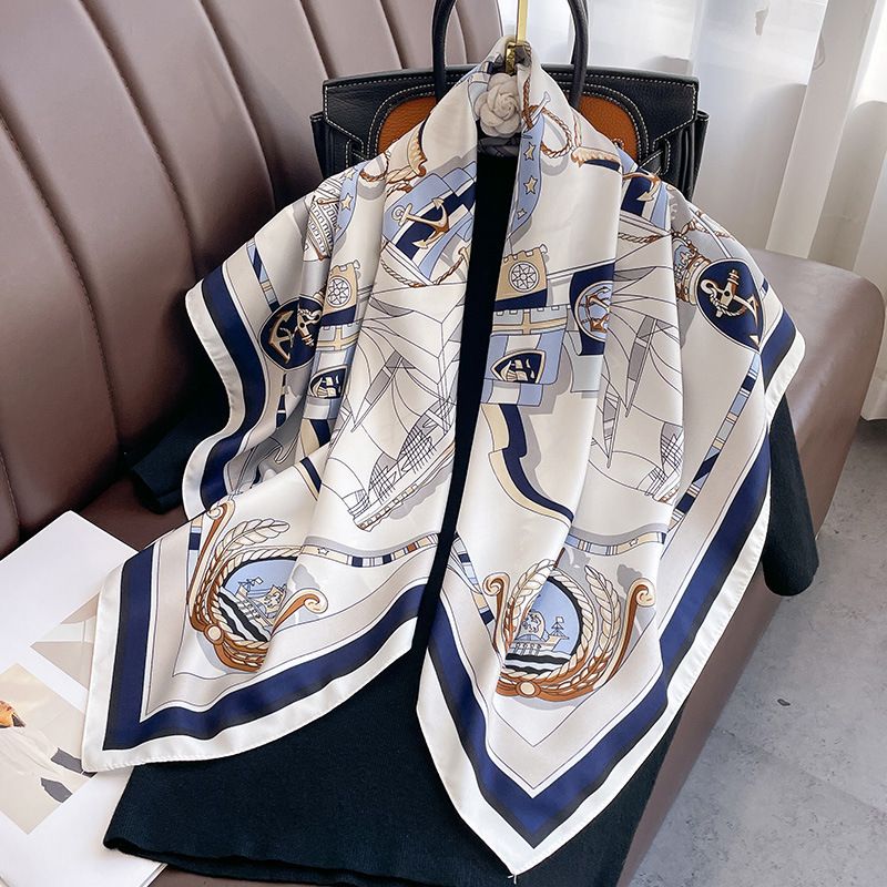 Spring and Autumn New Fashion Trend Women's Navy Style Proessional Simulation Silk Decoration Shawl Sun Protection_voghion.com