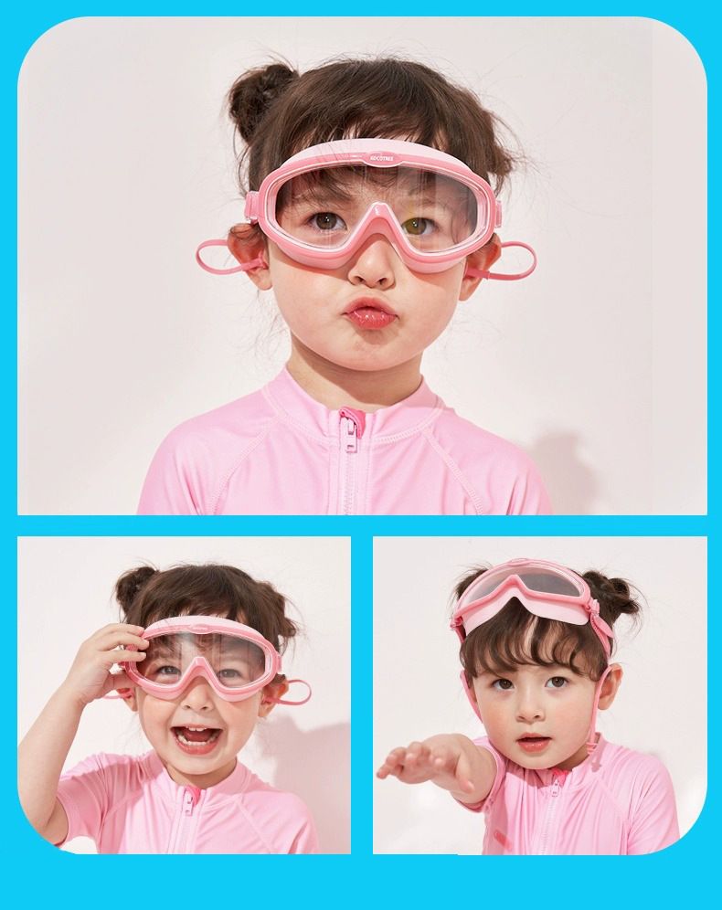 Gafas de natación para niños: montura grande, antivaho e impermeables, visión HD para niños y niñas, divertidos diseños de dinosaurios, unicornios, conejos y tiburones._voghion.com