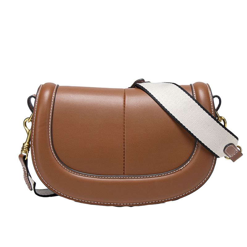 Spanish Women's 2025 New Saddle Magnetic Buckle Flap Stitching Decor Crossbody Bag_voghion.com