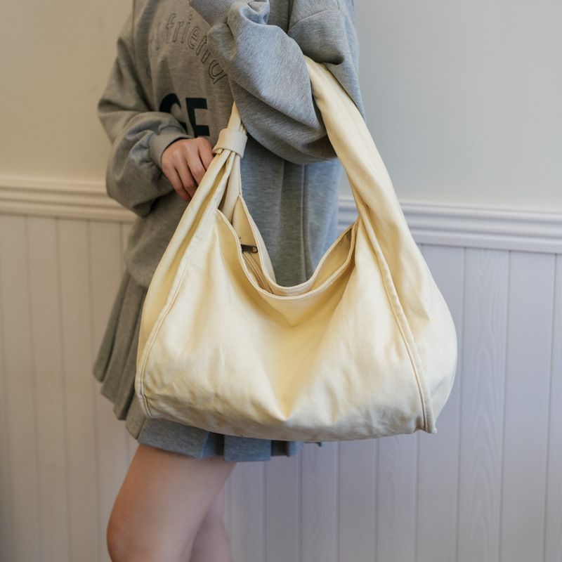Sac à main simple en toile délavée pour femmes, grande capacité, pour étudiantes_voghion.com