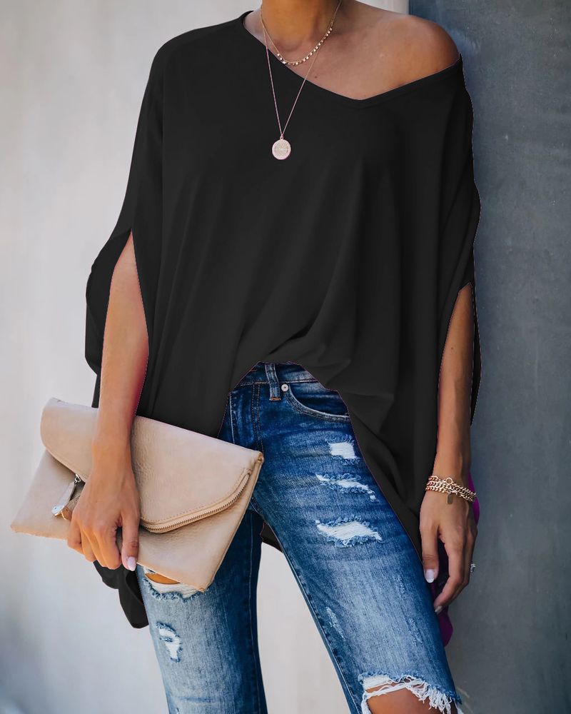 Abbigliamento Donna Home T-shirt Top multicolore con scollo a V in stile festivo_voghion.com