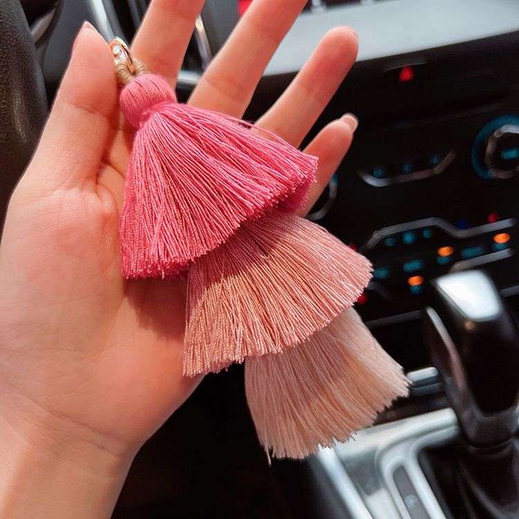 Creative Ice Silk Tassel Eternal Flower Gradient Color Internet Celebrity Car Keychain Cute Bag Pendant Gift_voghion.com