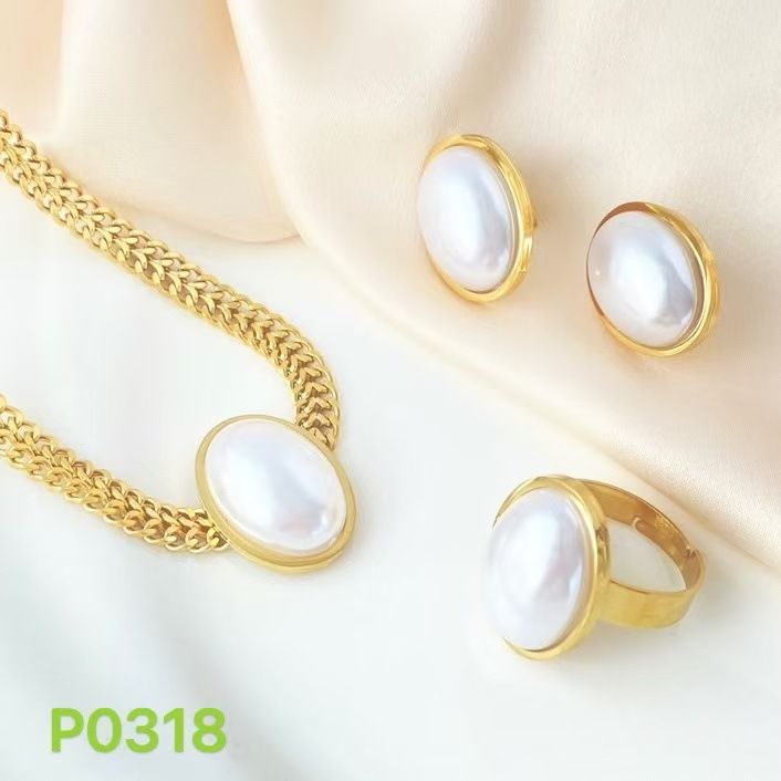 Neue vielseitige natürliche Shijia-Halskette mit großer Perle und dicker Titan-Halskette für Damen, schlichte, elegante kubanische Kette aus Edelstahl_voghion.com
