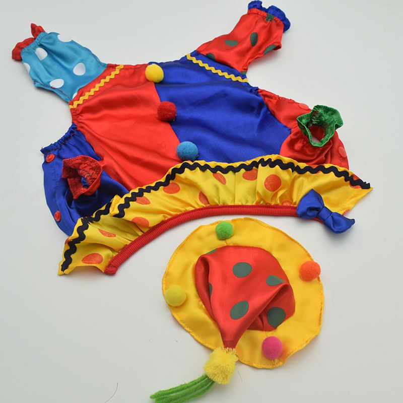 New Transformation Halloween Creative Clown Costume Pet Clothes Four-Legged With Hat_voghion.com