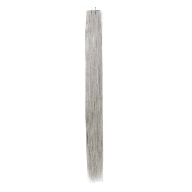 Tape-in Hair Extensions Remy Ægte Hår Sølvgrå Glat Sømløs Usynlig Skin Weft Langtidsholdbar Klæbemiddel 14-24_voghion.com