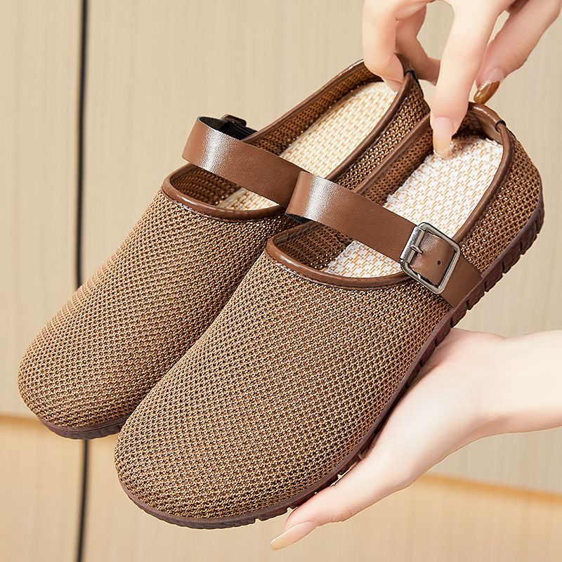 Damen Flache Mundtasche Kopf Hausschuhe Damenschuhe Fliegen Gewebte Atmungsaktive Flache Schuhe Freizeitschuhe Faule Schuhe Einzelne Schuhe_voghion.com