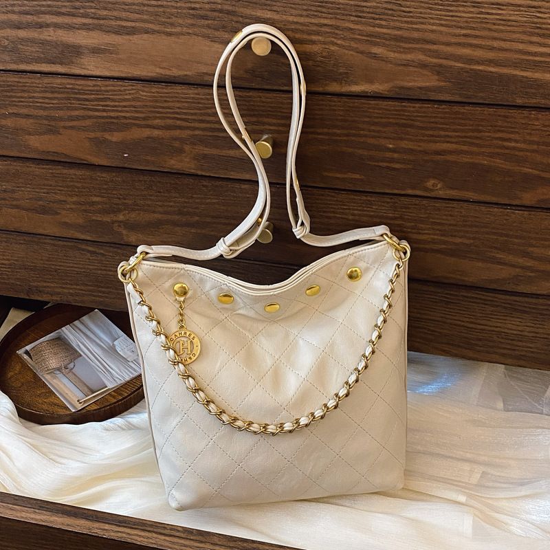 Borsa a tracolla piccola e versatile da donna, con tracolla a secchiello con catena testurizzata di alta qualità, nuova moda 2025_voghion.com