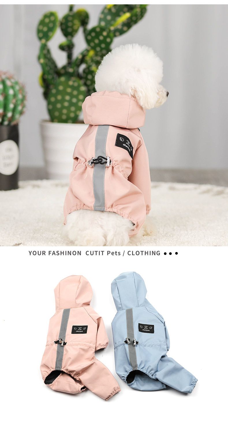 pet dog clothing rainproof breathable reflective clothing dog four legged raincoat cat and dog supplies spot_voghion.com