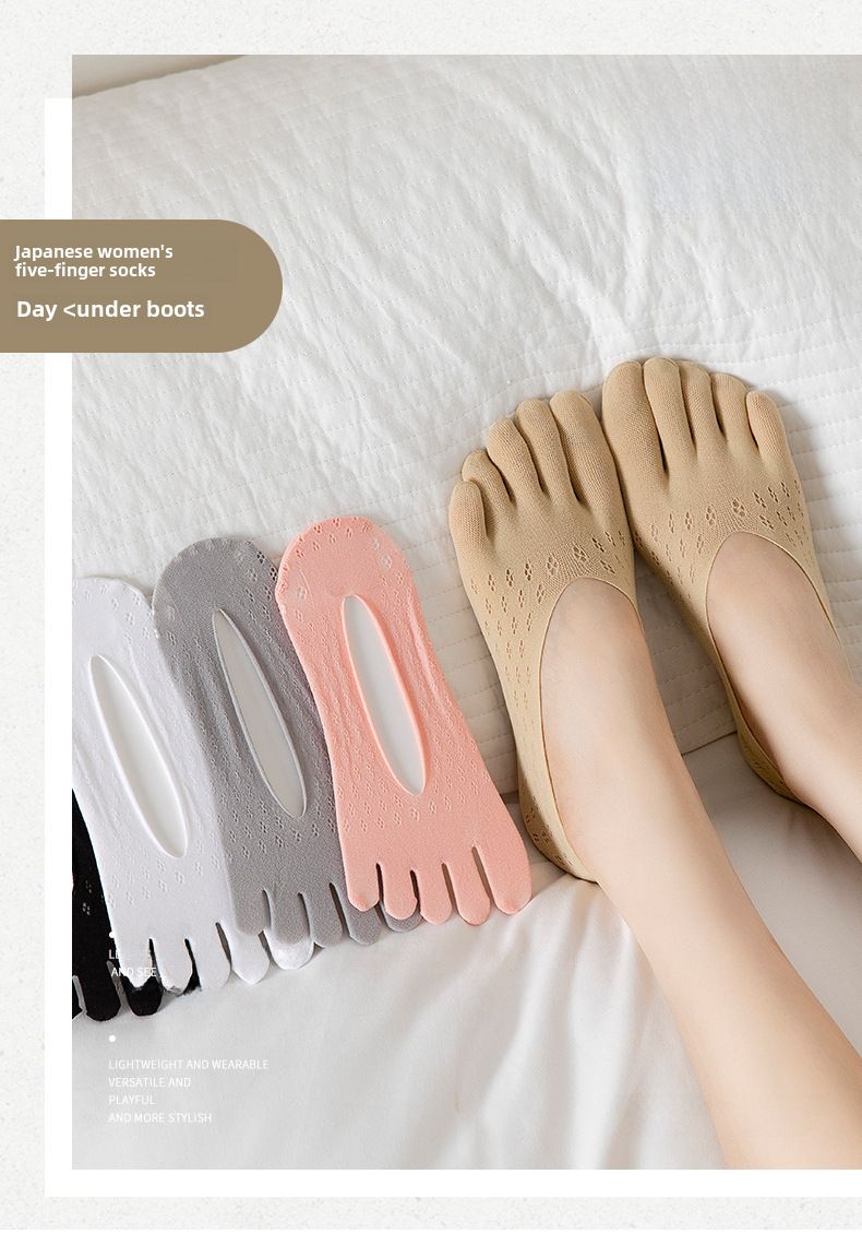 Calzini a cinque dita da donna, calzini da barca estivi, sottili, alla moda, traspiranti, che assorbono il sudore, calzini invisibili, calzini con le dita dei piedi da donna, estivi_voghion.com
