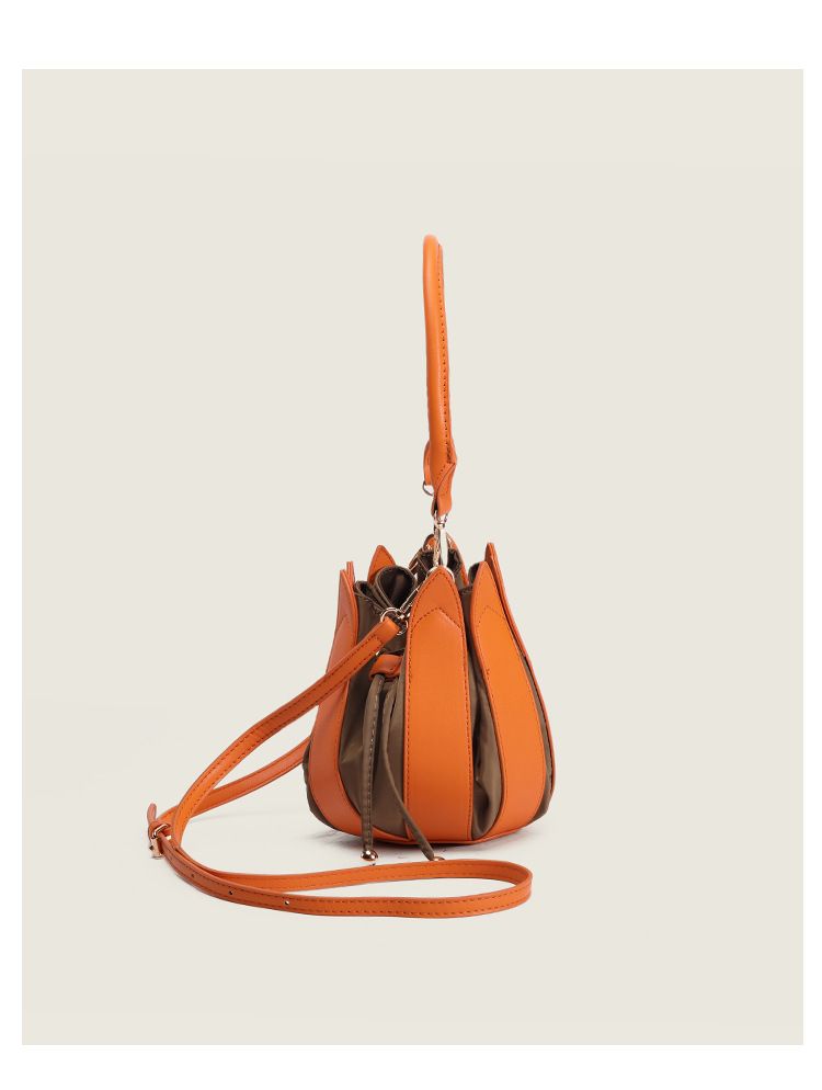 Borsa a secchiello da donna, borsa a mano, borsa a secchiello con fiori di tulipano, borsa a tracolla creativa_voghion.com