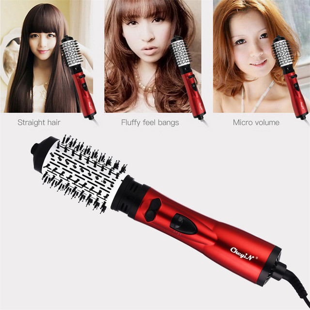 CkeyiN Spazzola per asciugacapelli 2 in 1 Spazzola per rotazione ad aria calda Arricciacapelli Lisciante Styling Auto-rotante Ionico Rotondo Asciugacapelli Volumizzante_voghion.com