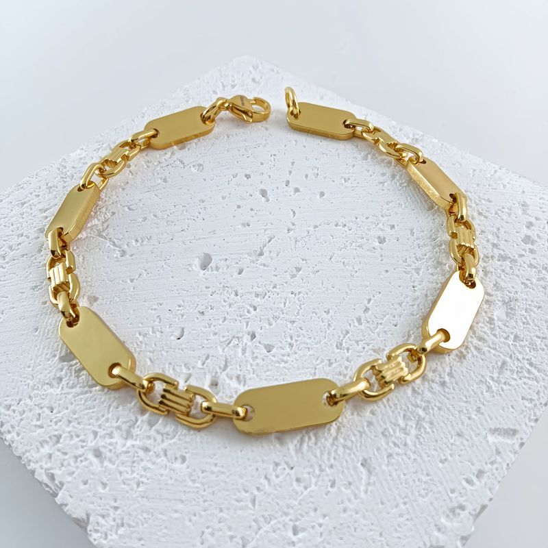 Trendy Men's Handmade Fashionable Elegant Necklace Emperor Smooth Stainless Steel Loop Flat Link Chain Set_voghion.com