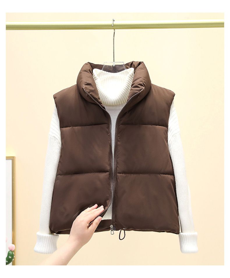 Gilet matelassé sans manches pour femme - Veste courte matelassée pour l'automne et l'hiver, superposition légère et chaude, tenue décontractée et de bureau_voghion.com
