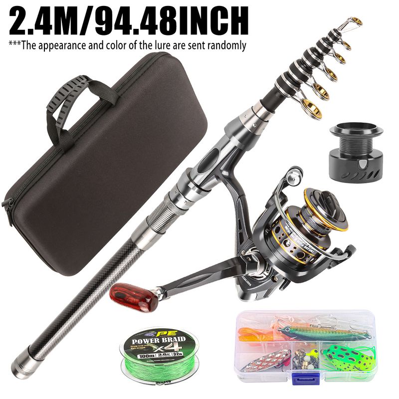 Fishing Reel Spinning Wheel Long Casting Lure Rod Telescopic Travel Portable_voghion.com