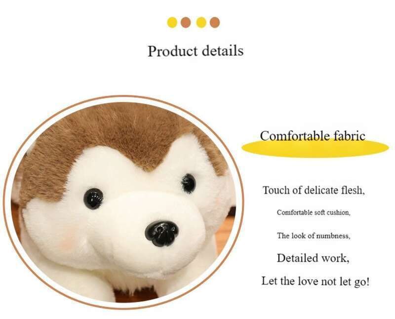 【 1418 People's Collection 】 Soft Cute Dog Plush Toy Husky Sleeping On Bed Pillow Doll Does Not Shed Hair_voghion.com