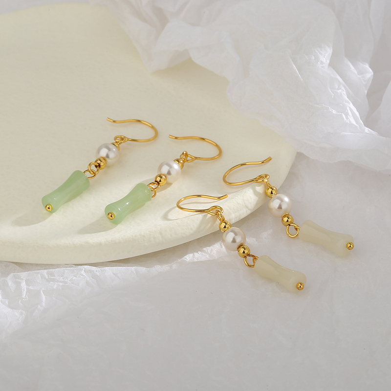 Timbro VENUS Orecchini in giada Hetian color oro per donna Ragazza geometria Perla Gioielli etnici Regalo Dropshippi_voghion.com