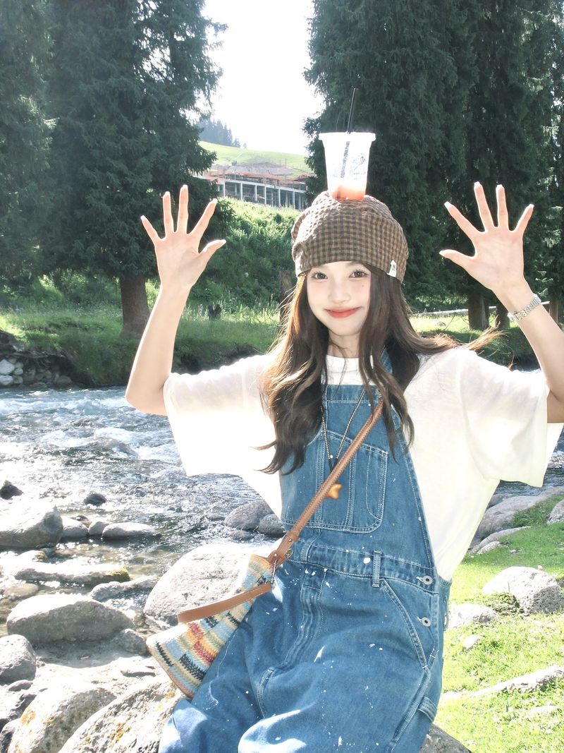 Vintage-Karomütze für Damen, dünn, für den Sommer, für großen Kopfumfang, elegant, vielseitig und lässig._voghion.com