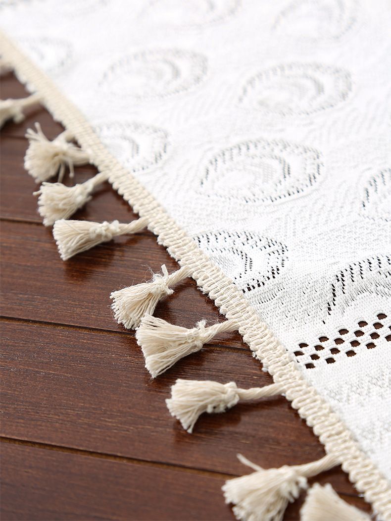Torch Flower Lace Tablecloth – Non-Slip Rectangular Dining Table Cover For Home & Café (White/Grey, 5 Sizes) – Polyester_voghion.com