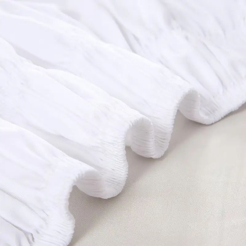 Gonna da letto elasticizzata aderente - Volant antipolvere tinta unita e a righe (tessuto antipiega con tasche profonde per letto matrimoniale/king size, facile da installare)_voghion.com