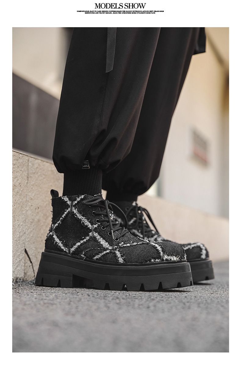 Derby-Schuhe Herren Plateau Japanische Schuhe Canvas Atmungsaktiv Brechender Wind Schwarze Kleine Lederschuhe Herren Boardschuhe_voghion.com