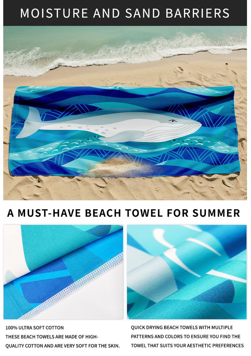 Printed Beach Towel - Double-Sided Flannel & Ultra-Soft Microfiber (Quick-Dry Super Absorbent Perfect For Swimming & Vacation)_voghion.com
