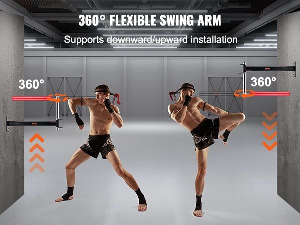 VEVOR Wall Mount Boxing Spinning Bar, Adjustable Punching Spinning Bar, Boxing Speed Trainer With Gloves, Red Reflex Boxing Bar, Boxing Training Equipment For Kickboxing, MMA, Stress Relief & Fitness_voghion.com