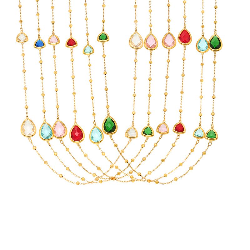 Collana con pietra di vetro super scintillante Sugar Cube Dopamine, design geometrico a goccia in acciaio al titanio, collana lunga, leggera, lussuosa ed elegante_voghion.com