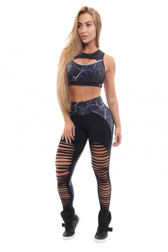 Sexy Jogginghose mit Farbblock-Print und Aussparungen_voghion.com