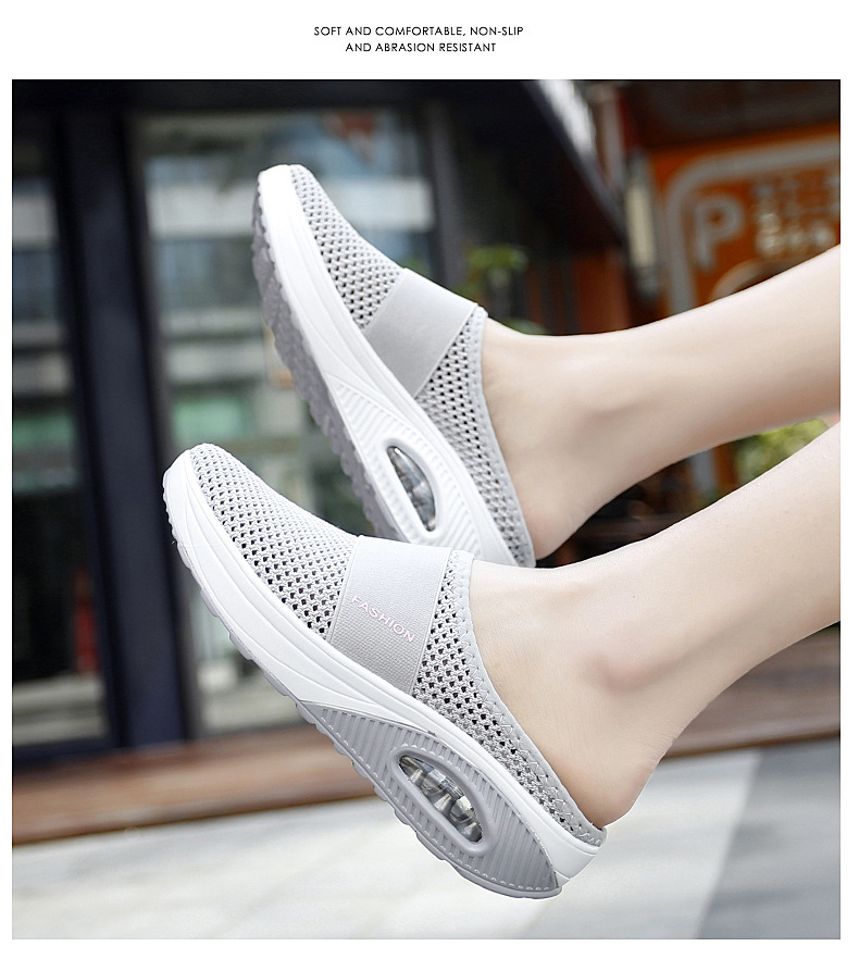 Ženski čevlji Poletje Velike velikosti Baotou Pol copati Ženski mrežasti brez pete Slip-On Ženski čevlji Ravni čevlji_voghion.com