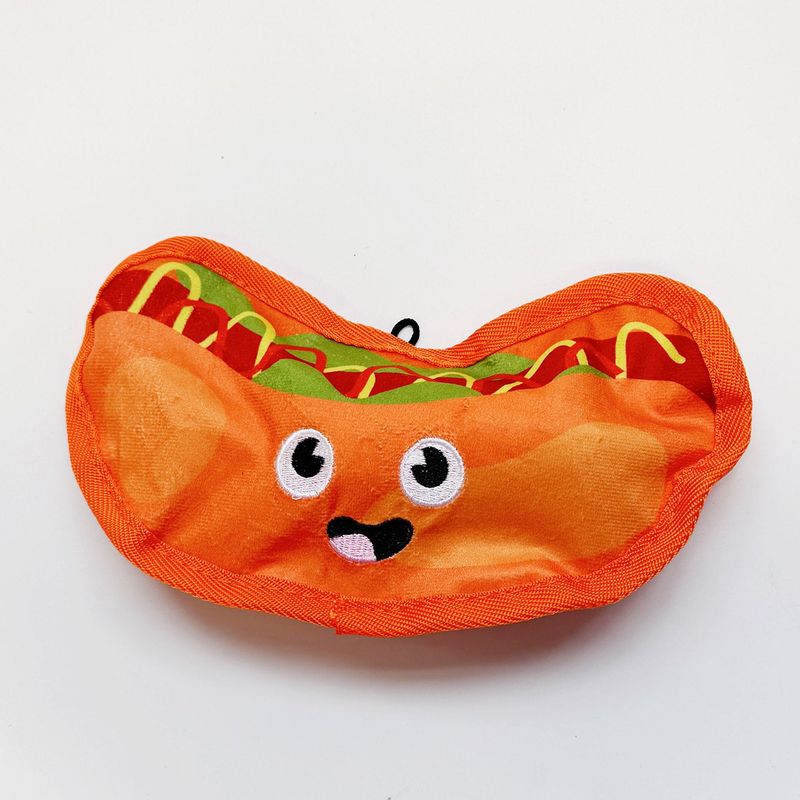 Giocattolo da masticare per animali domestici a forma di hamburger masticabile resistente per la pulizia dei denti e l'intrattenimento, con suono di peluche._voghion.com