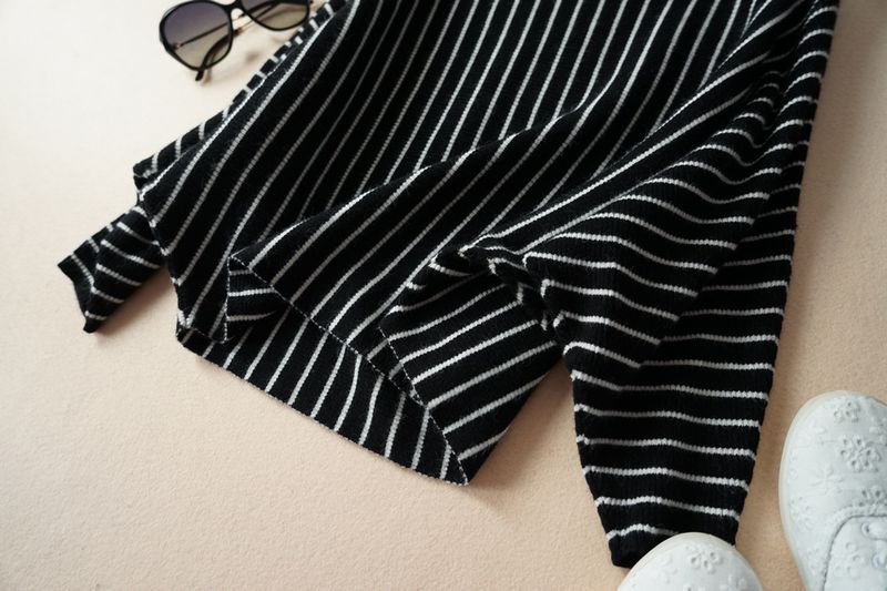 ragazza Autunno Inverno Nuovo Maglione a pipistrello a righe verticali da donna Top DJ-9990 Moda_voghion.com