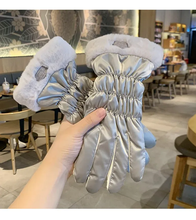 2024 Cute Padded Gloves Little Bear Gloves Women Winter Fleece Thickened Warm Cycling Mountaineering Skiing Plush Cotton Gloves_voghion.com